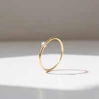 Image 1 of Dainty 9K Gold Solitaire with .05 ct Diamond Stackable Ring - Yellow Gold