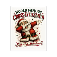 Image 1 of Cross-Eyed Santa Kiss-Cut Sticker — "World Famous Cross-Eyed Santa" Retro  Decal