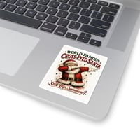 Image 2 of Cross-Eyed Santa Kiss-Cut Sticker — "World Famous Cross-Eyed Santa" Retro  Decal