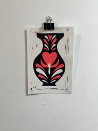 Image 3 of Mini vases 5x7”  linocut print