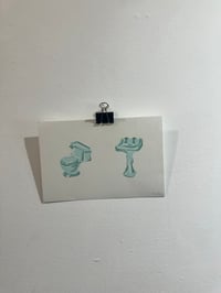 Image 1 of Vintage bathroom duo 6x9” linocut 