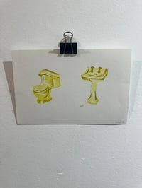 Image 3 of Vintage bathroom duo 6x9” linocut 