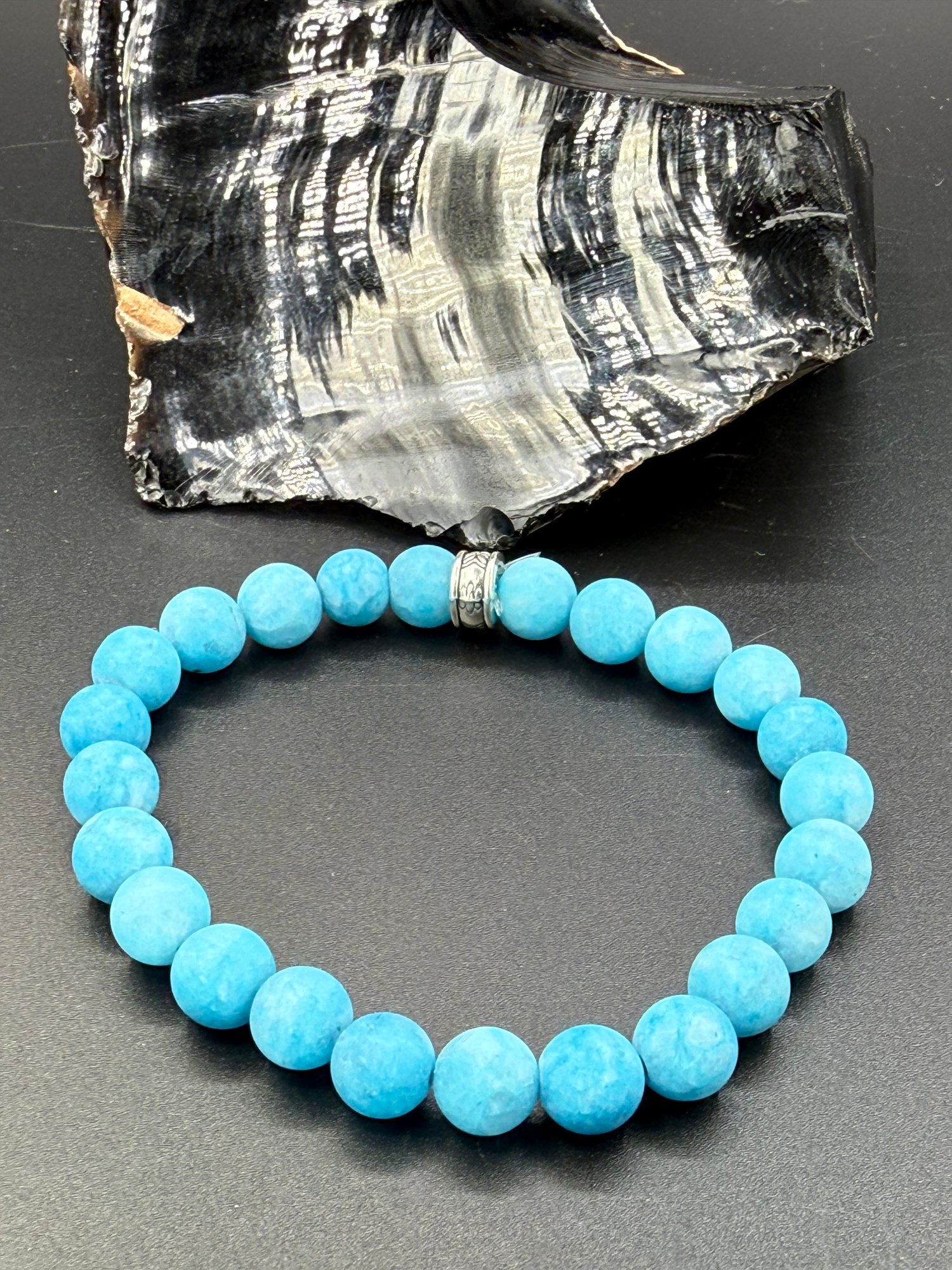 8mm Matte Dyed Blue Quartzite 