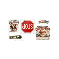 Image 1 of Cross-Eyed Santa Die-Cut Sticker Pack — Vintage Holiday Retro Signs