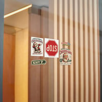 Image 2 of Cross-Eyed Santa Die-Cut Sticker Pack — Vintage Holiday Retro Signs
