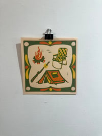 Image 1 of Camping 8x8” linocut 