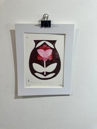 Image 3 of Red and pink quilt  linocut 