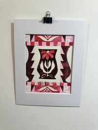 Image 4 of Red and pink quilt  linocut 