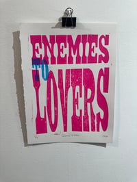 Image 1 of Romance book tropes  9x12”  linocut 