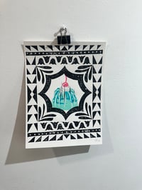 Image 2 of Linocut border prints 9x12”linocut print