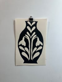 Image 4 of Large vessels black and white 11x17” linocut print