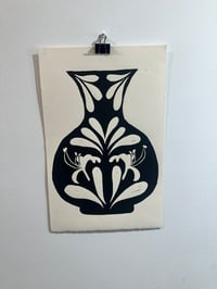 Image 5 of Large vessels black and white 11x17” linocut print
