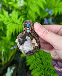 Image 3 of Epidote with clear quartz, moonstone and labradorite forest mushroom pendant