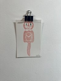 Image 1 of Cat clock 4x6” linocut print