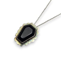 Image 3 of Black Agate Scalloped Coffin Necklace