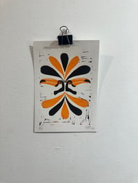 Image 2 of Bird symmetry 6x9”linocut print