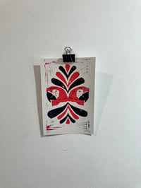 Image 3 of Bird symmetry 6x9”linocut print