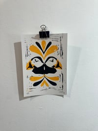 Image 4 of Bird symmetry 6x9”linocut print