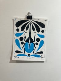 Image 1 of Large bugs  symmetry 9x12” linocut print