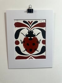 Image 3 of Large bugs  symmetry 9x12” linocut print