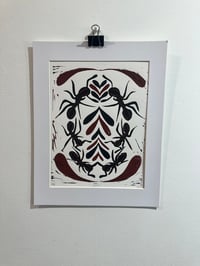 Image 4 of Large bugs  symmetry 9x12” linocut print