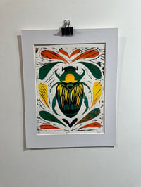 Image 5 of Large bugs  symmetry 9x12” linocut print