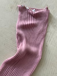 Image 1 of  Merino Rib Top with Pearl Button boat  neck Summer pink 