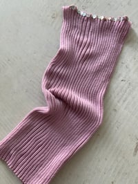 Image 2 of  Merino Rib Top with Pearl Button boat  neck Summer pink 