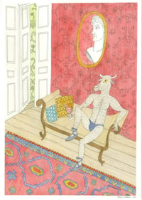 The Minotaur relexing on Chaise Longue
