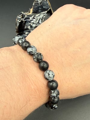 8mm Snowflake Obsidian Stretch Bracelet