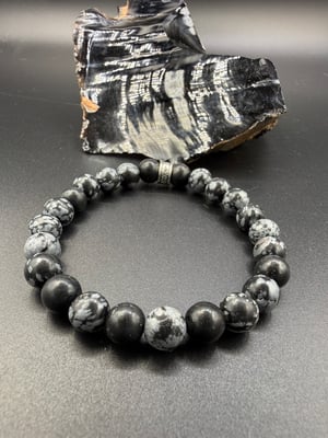 8mm Snowflake Obsidian Stretch Bracelet