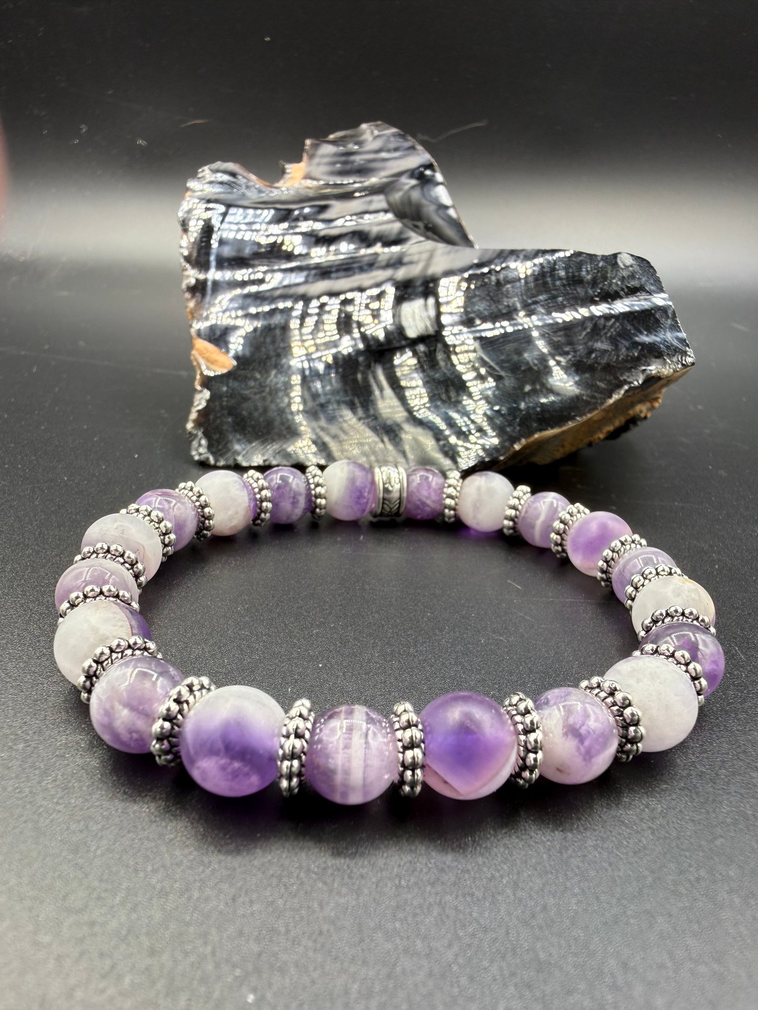 8mm Matte/Shiny Chevron Amethyst 