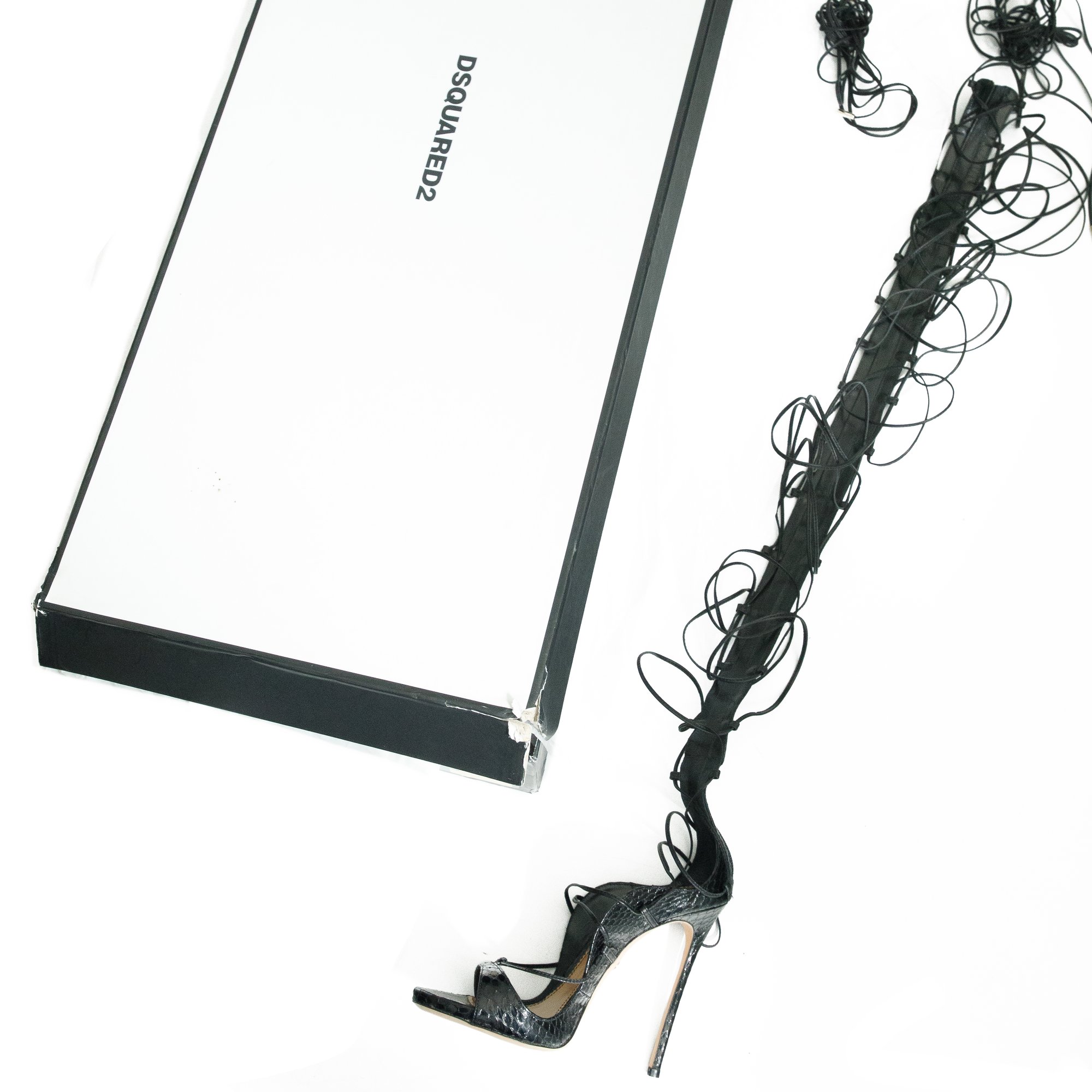 Image of Dsquared2 Black Lace Up Riri High Heels