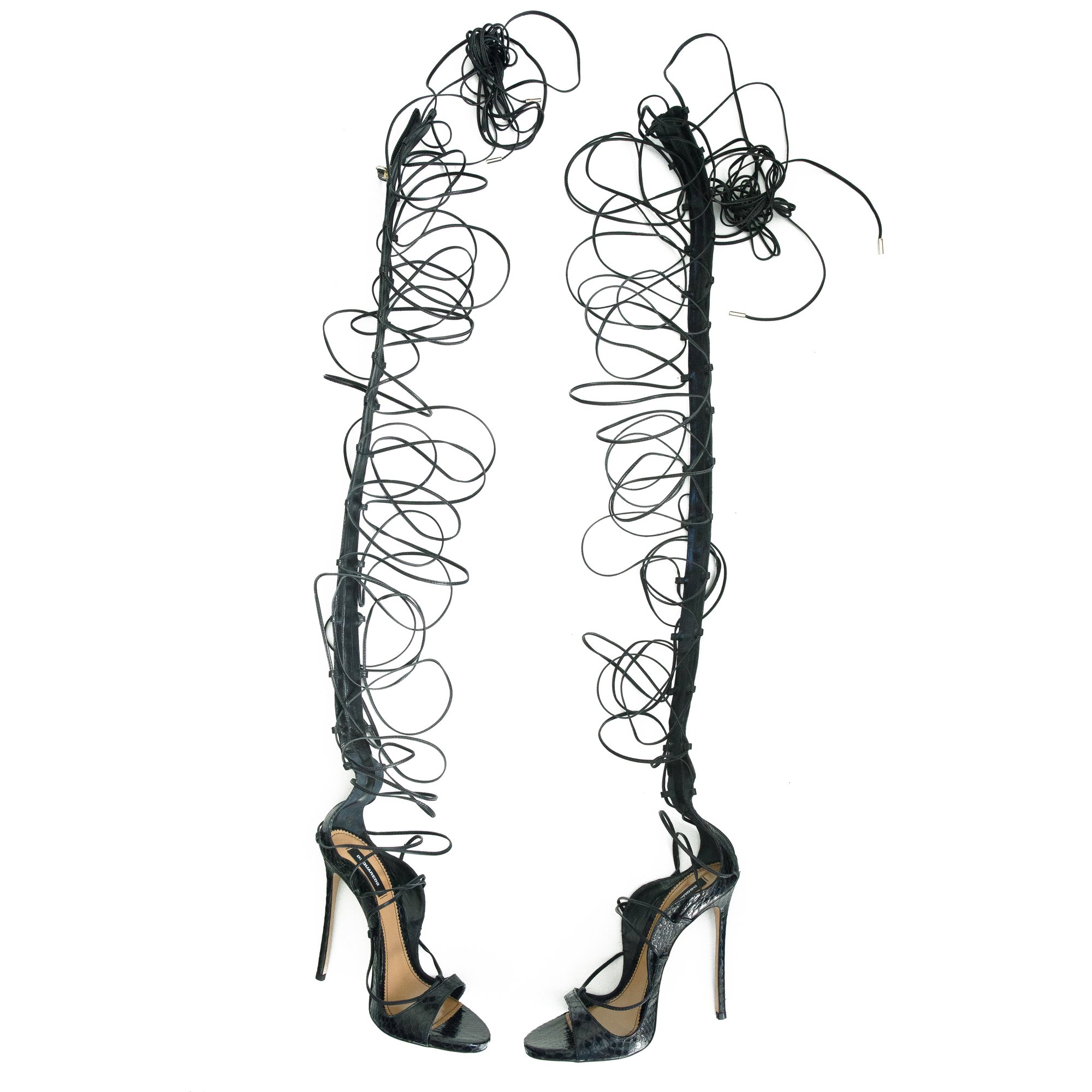 Image of Dsquared2 Black Lace Up Riri High Heels