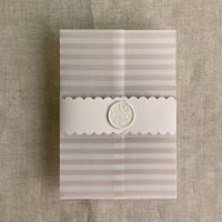 Image 1 of Scalloped edge belly band for 5x7 invitation A7 card PACK of 10