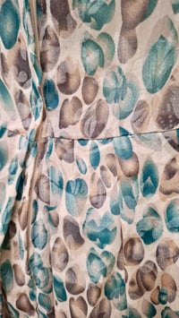 Image 5 of Vintage 60s Teal Sheer Patterned Fit and Flare Dress (Size 10-12)