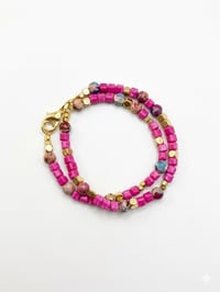 Image 1 of Magenta Cube Double Stack Bracelet