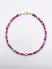 Image 2 of Magenta Cube Double Stack Bracelet