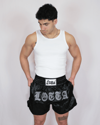 Image 4 of Lotta Muay Thai shorts " Black Chrome" (with pockets)