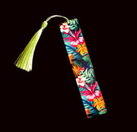 Image 2 of Handmade Colorful Tropical Wooden Bookmark and Keychain Set, gift, read, key, bag charm, book