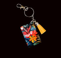 Image 3 of Handmade Colorful Tropical Wooden Bookmark and Keychain Set, gift, read, key, bag charm, book