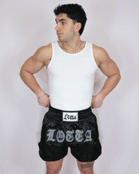 Image 2 of Lotta Muay Thai shorts " Black Chrome" (with pockets)