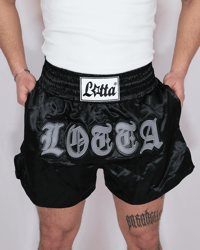 Image 3 of Lotta Muay Thai shorts " Black Chrome" (with pockets)