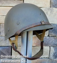 Image 12 of WWII M2 101st Airborne 506th Helmet D-bale Front Seam Firestone Paratrooper liner. Drawstring net. 