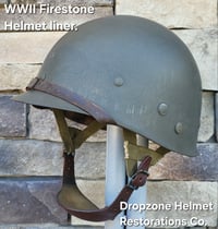 Image 14 of WWII M2 101st Airborne 506th Helmet D-bale Front Seam Firestone Paratrooper liner. Drawstring net. 