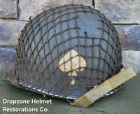 Image 2 of WWII M2 101st Airborne 506th Helmet D-bale Front Seam Firestone Paratrooper liner. Drawstring net. 