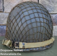 Image 7 of WWII M2 101st Airborne 506th Helmet D-bale Front Seam Firestone Paratrooper liner. Drawstring net. 
