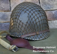 Image 10 of WWII M2 101st Airborne 506th Helmet D-bale Front Seam Firestone Paratrooper liner. Drawstring net. 