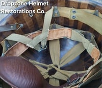 Image 16 of WWII M2 101st Airborne 506th Helmet D-bale Front Seam Firestone Paratrooper liner. Drawstring net. 