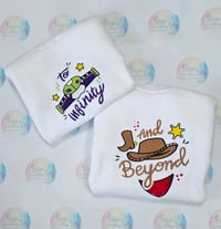 Image 1 of Toy Story Inspired Matching Sibling Sweaters – To Infinity & Beyond Embroidered Set